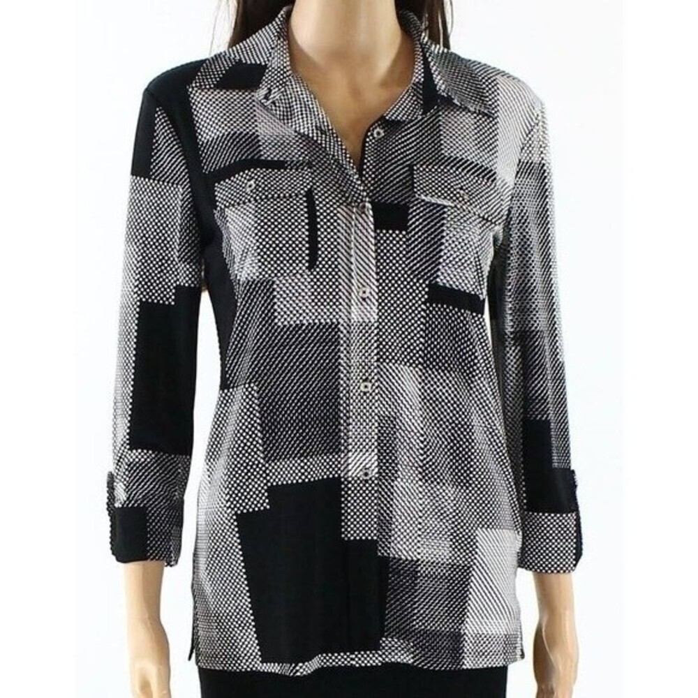 Karl Lagerfeld dotted patch print button down S